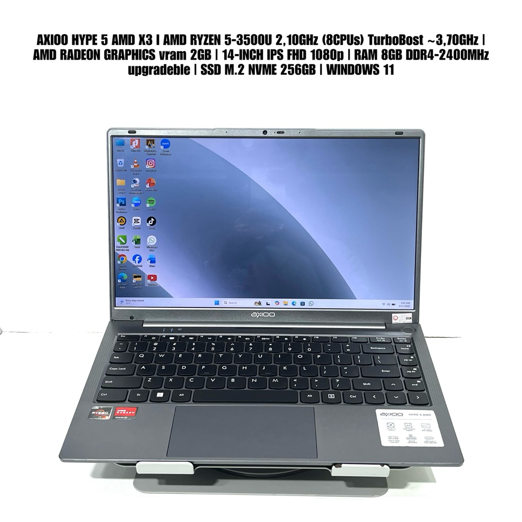 Laptop AXIOO HYPE 5 X3 - AMD Ryzen 5 3500U (8CPUs) AMD RADEON vram 2GB 14-INCH IPS FHD 1080p RAM 8GB