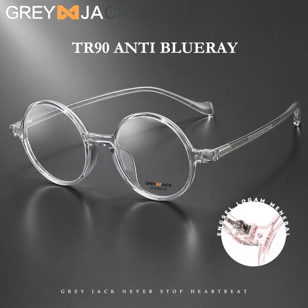 Grey Jack Kacamata Antiradiasi Blueray Model Bulat TR90 Fashion Wanita Pria Bisa Minus Simple Keren 