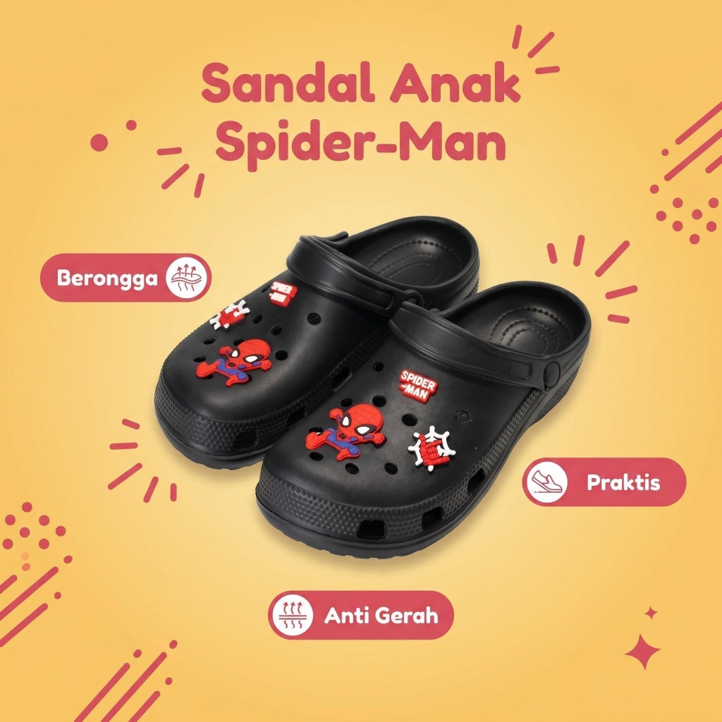 Sandal Anak EVA Ringan dan Anti Slip dengan Desain Spiderman