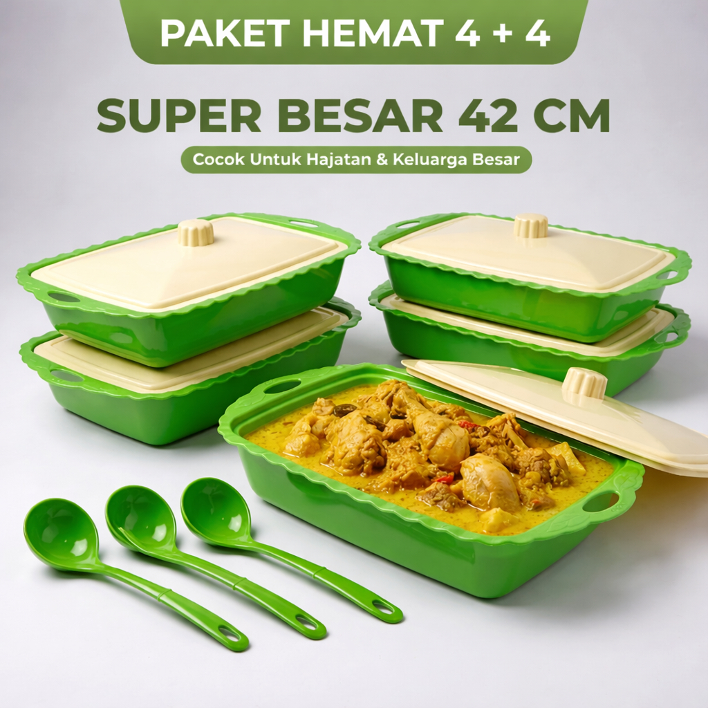 [4 set] Wadah Saji JUMBO Prasmanan + Sendok Sop Tempat Sayur Lauk Basy Basi