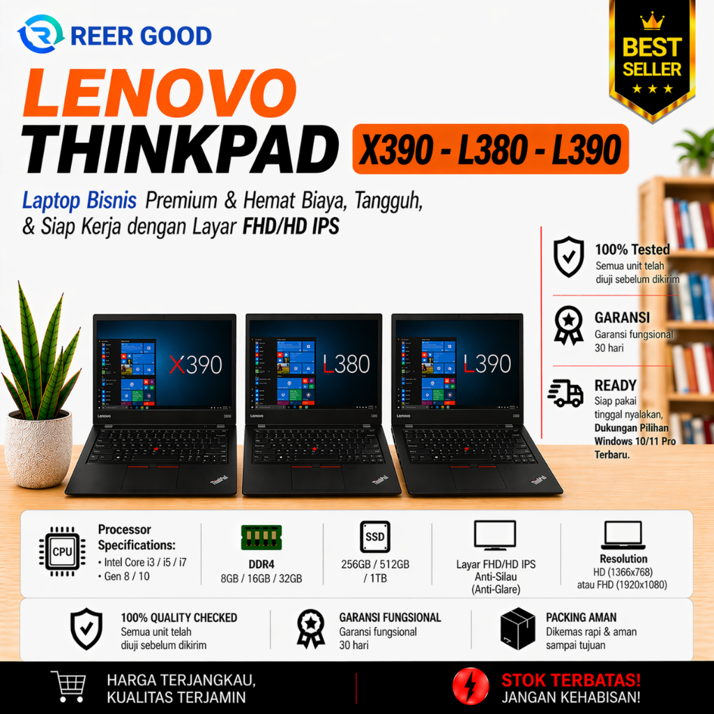LENOVO THINKPAD X390 L380 L390 CORE I5 I7 GEN 8 10 LAPTOP BEKAS MURAH BERKUALITAS BERGARANSI MULUS