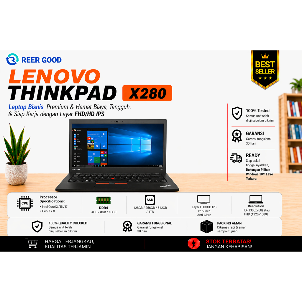 LENOVO THINKPAD X280 CORE I3 I5 I7 GEN 7 8 LAPTOP BEKAS MURAH BERKUALITAS BERGARANSI MULUS LIKE NEW