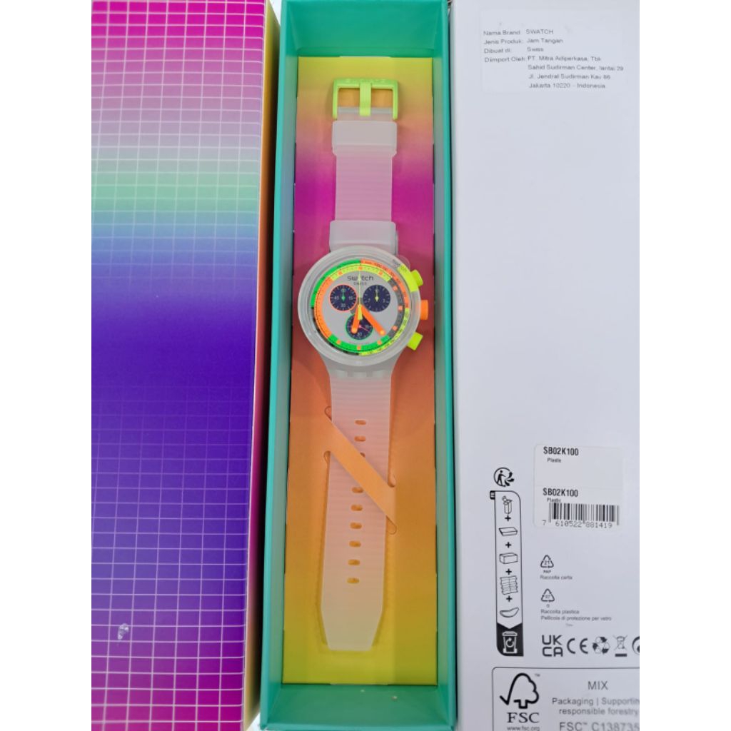 Swatch SB Series Big Bold Chrono Original Swiss Made Jam Tangan Rubber Neon Garansi Resmi 2 Tahun