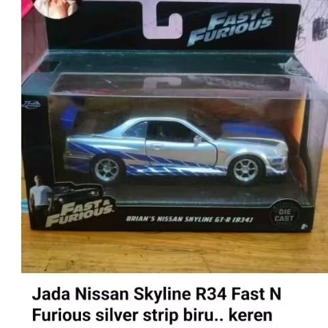 JADA Nissan Skyline R34 Silver legend skala 1:32 rare