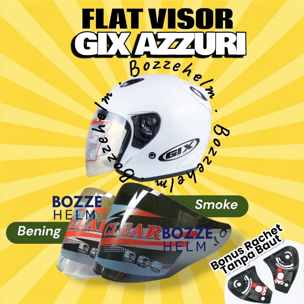 BOZZEHELM Kaca Helm GIX AZZURI Visor Flat Datar GIX AZZURI