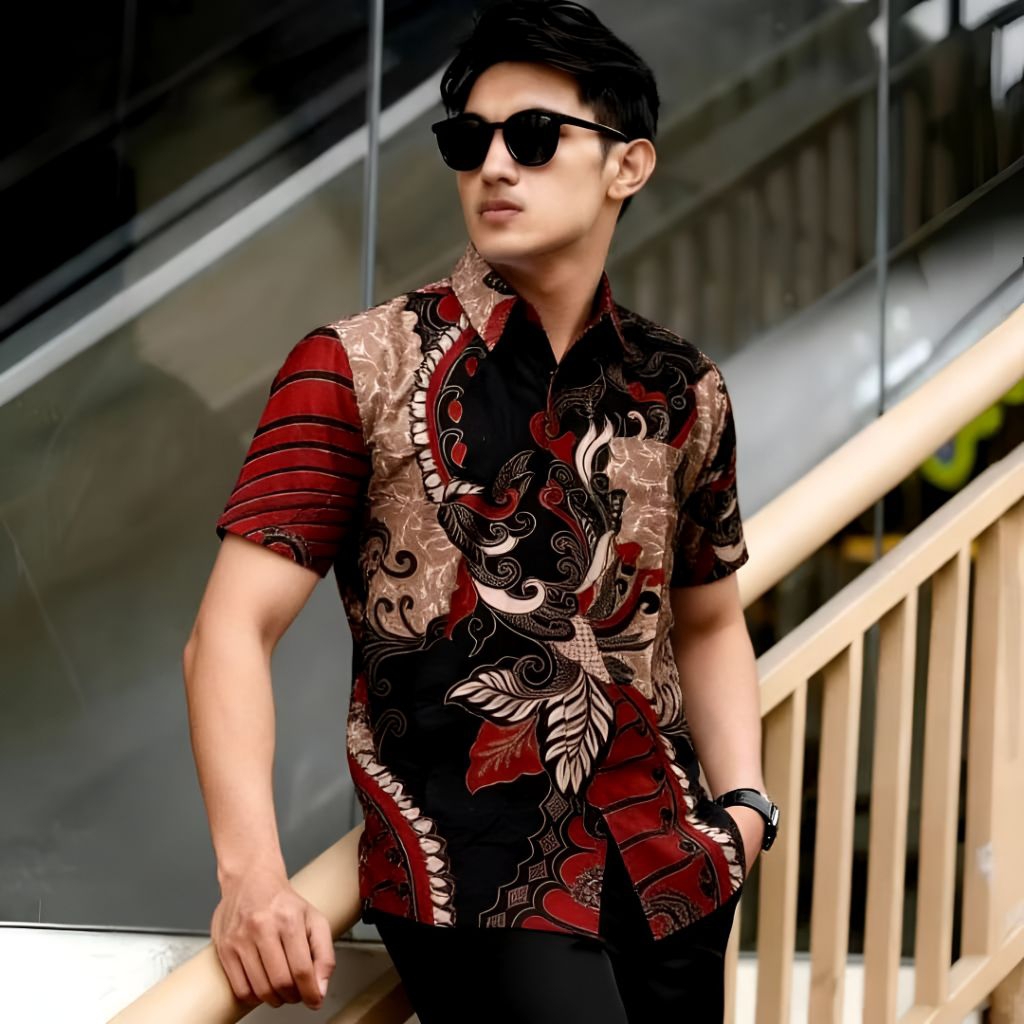 Kemeja Batik SANGKURIANG Lengan Pendek Batik Laki Laki