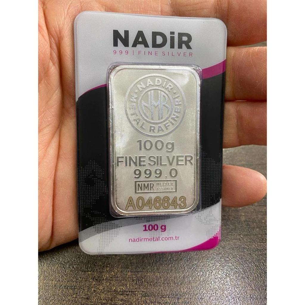 Perak Nadir - Silver Batangan Nadir Berat 100 gram Kadar 999.9