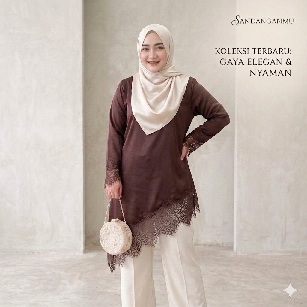LACE SILK ASIMETRIS LENGAN PANJANG INNER KEKINIAN SLIM JUMBO BIGSIZE PLUSSIZE OVERSIZE