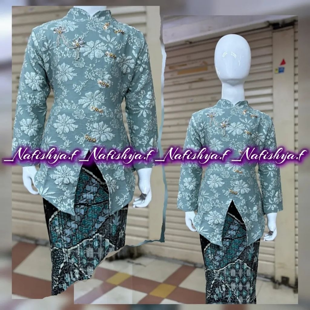 SETELAN / ATASAN SAJA KEBAYA ANAK MODEL JANGGAN FUKURO DENGAN PAYET MODERN REALPICT >KEBAYA MODERN /