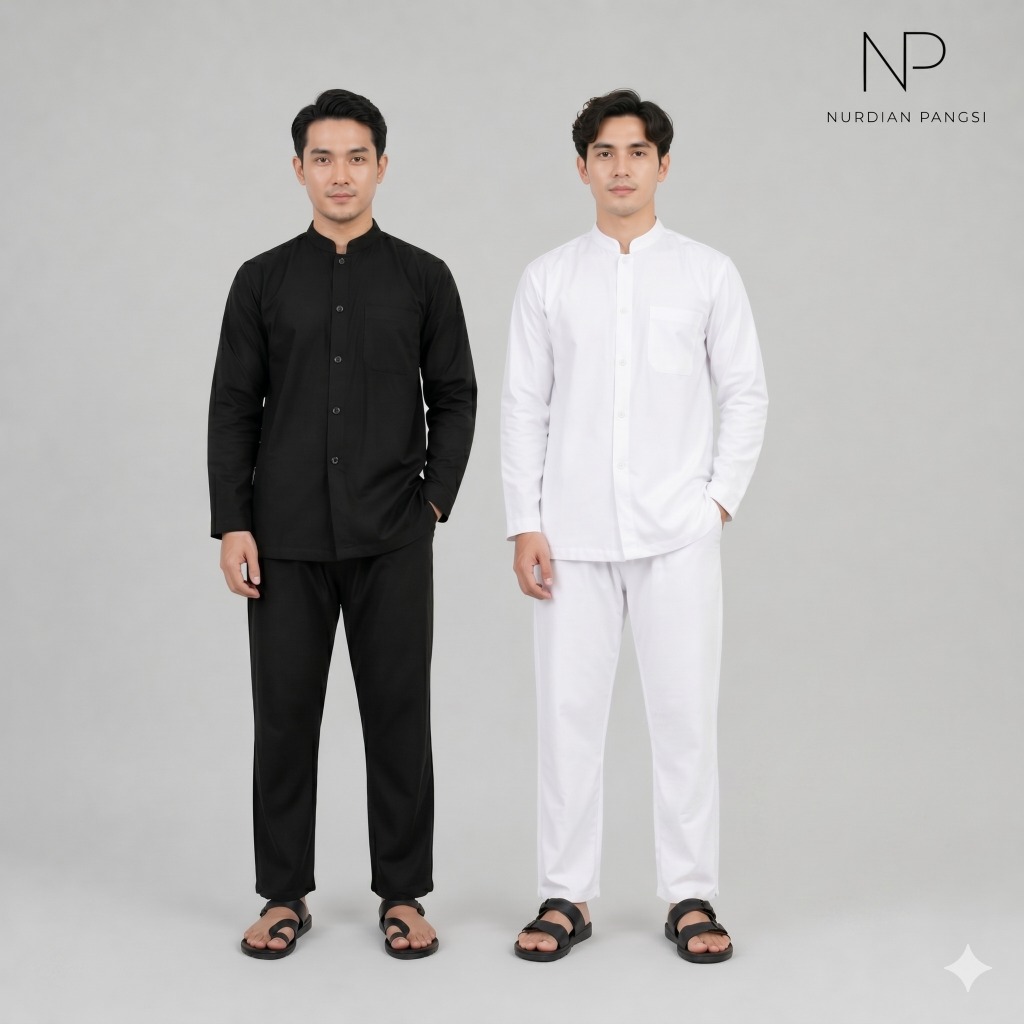Setelan Baju Pangsi Sunda Dewasa Katun American Drill Adat Hitam Putih M L XL 2XL 3XL 4XL