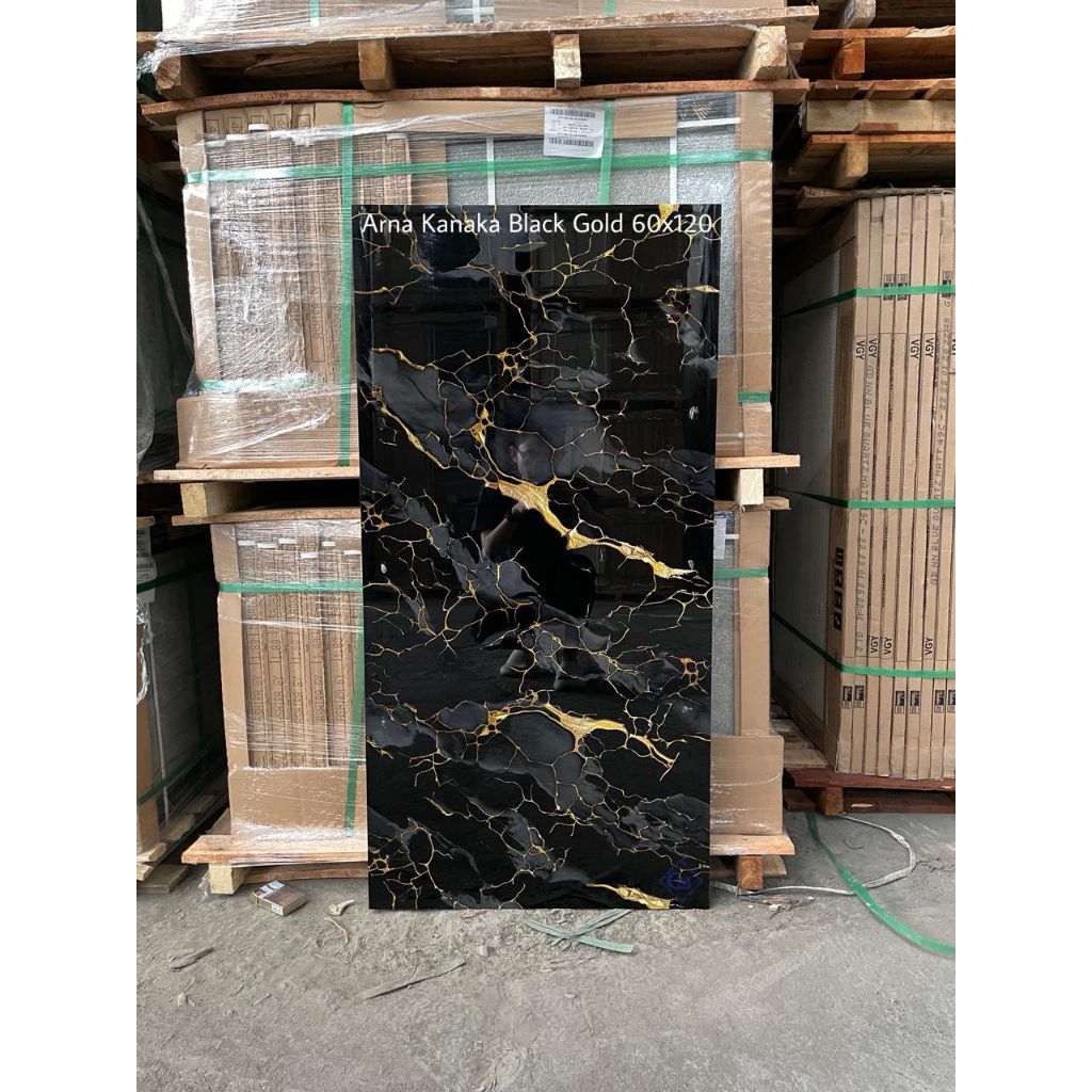 Granite Lantai 60X120 | Kanaka Black Gold | ARNA | Glazed Polished