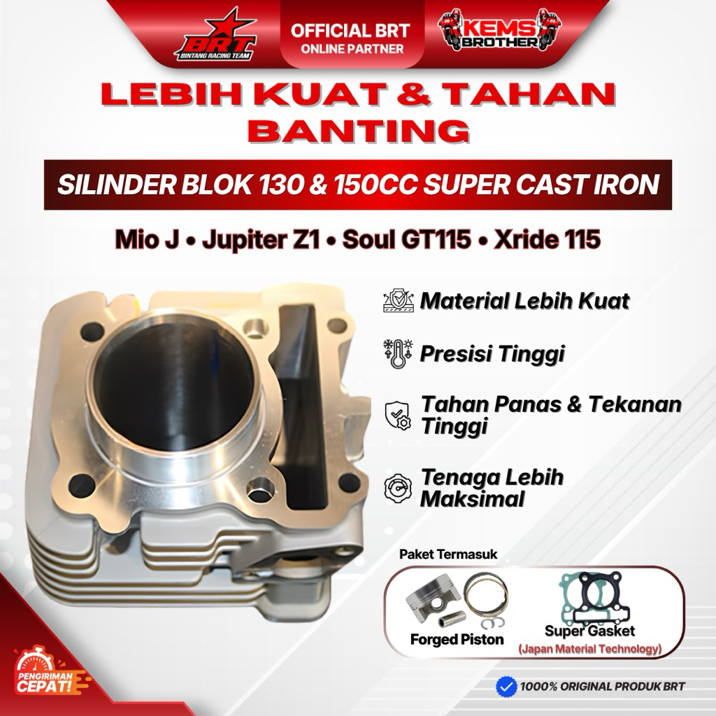 PROMOO BLOK BORE UP CASTING IRON INJEKSI 130CC & 150CC BRT ORIGINAL - UNTUK MIO J, JUPITER Z1,