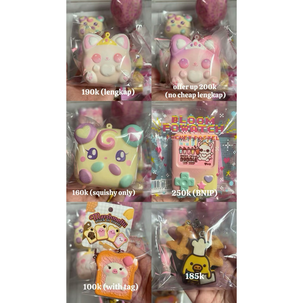 [READY STOCK] SQUISHY IBLOOM MARMO STRAWBERRY COOKIES PUNIMARU PINK KANAHEI HK HELLO KITTY CREAMPUFF