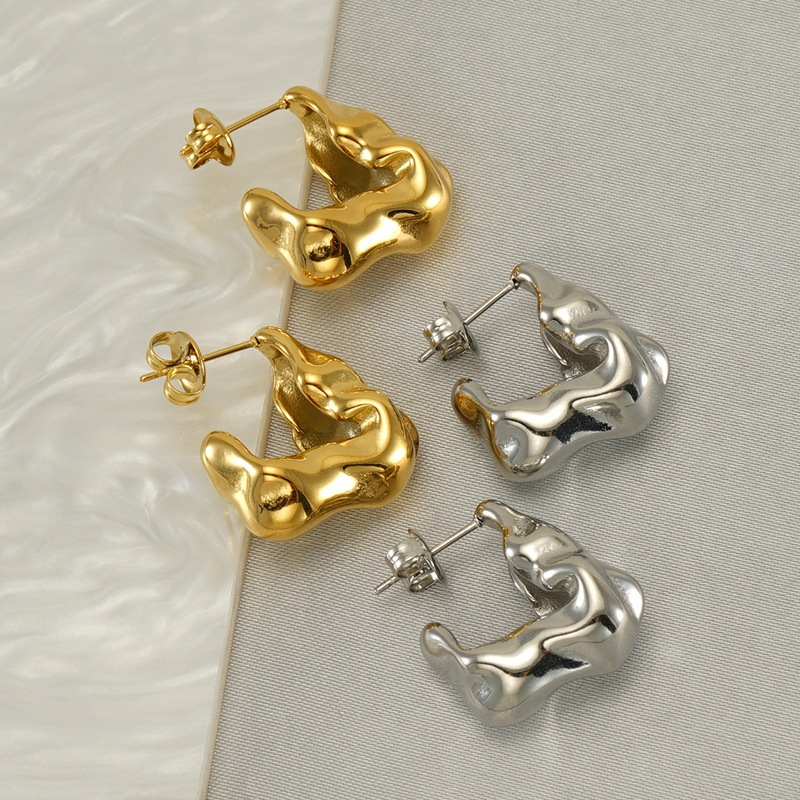 Anting C Bulat Sederhana Wanita Eropa - Anting Fashion Alloy Anti Karat Anti Alergi Sehari Hari