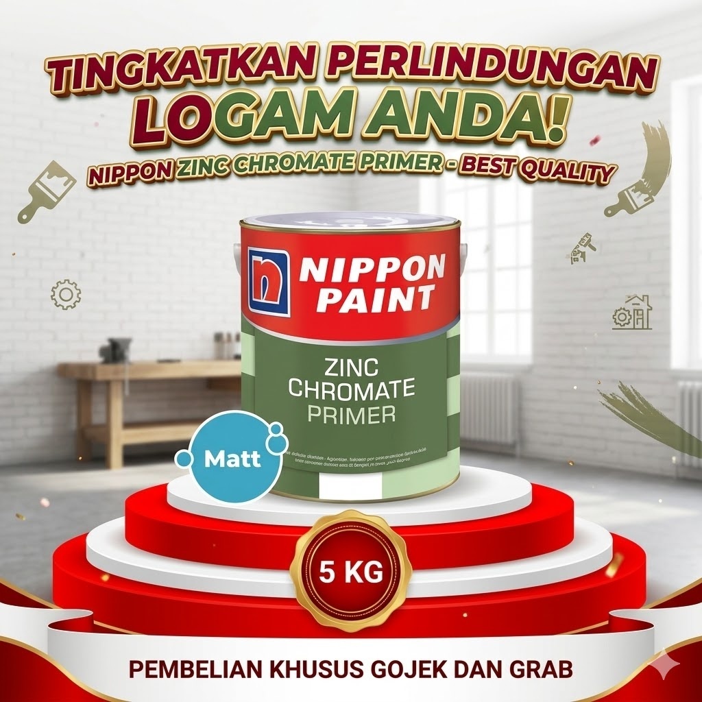 Nippon Paint Zinc Chromate Primer 5kg - Cat Dasar Besi Anti Karat | Meni Besi Premium Original Warna