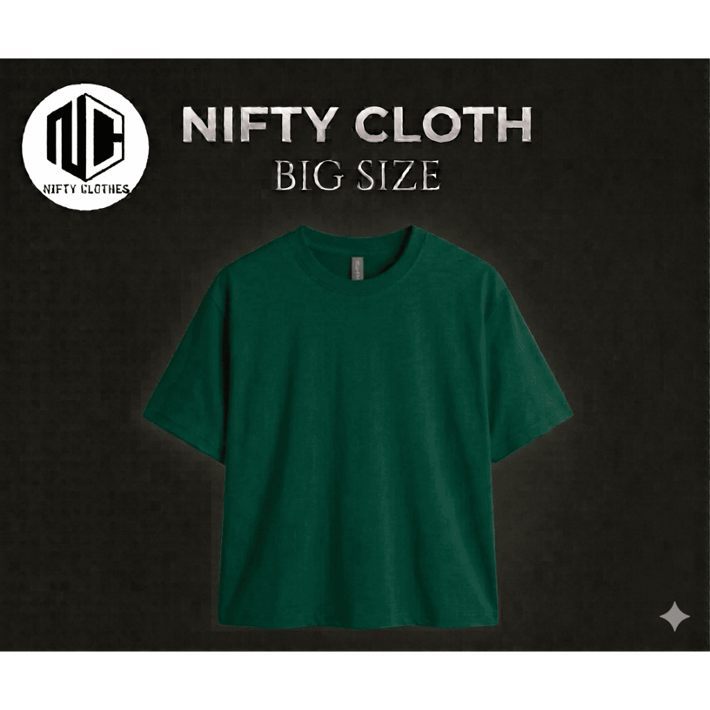 Niftycloth Kaos Polos Big Size Lengan Pendek Hijau Botol