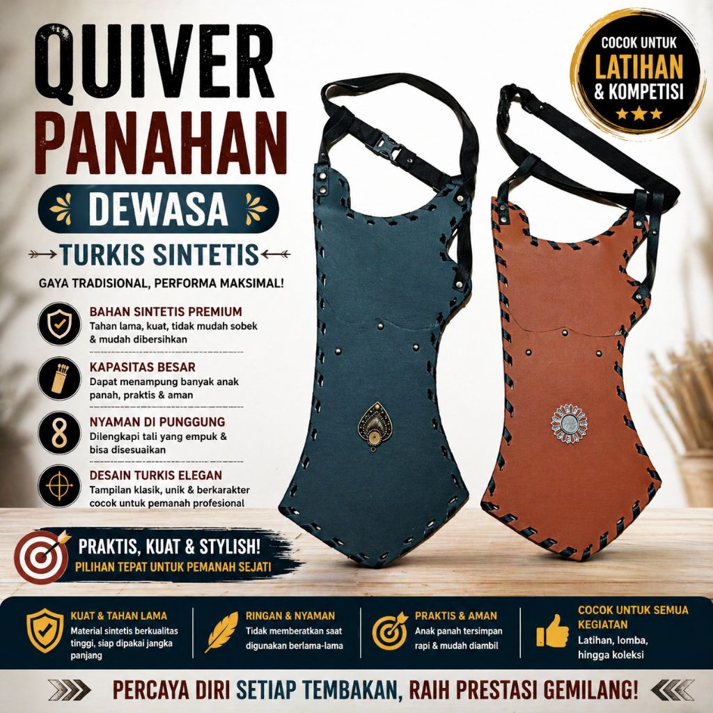 Quiver Panahan Dewasa Turkis Kulit Sintetis