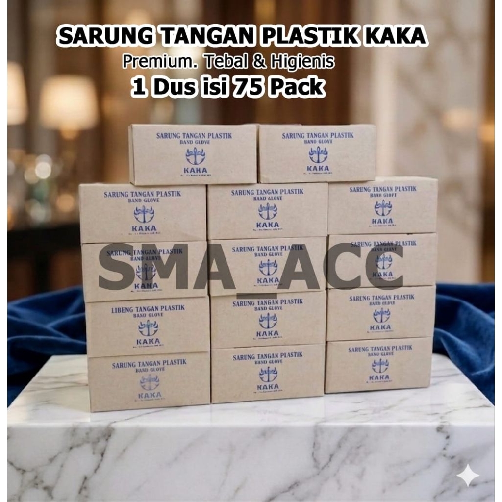 [1 KARTON]  Sarung Tangan Plastik Merk KAKA ( 1 Karton Isi 75 Pack,1 Pack 100 lembar 50 pasang)