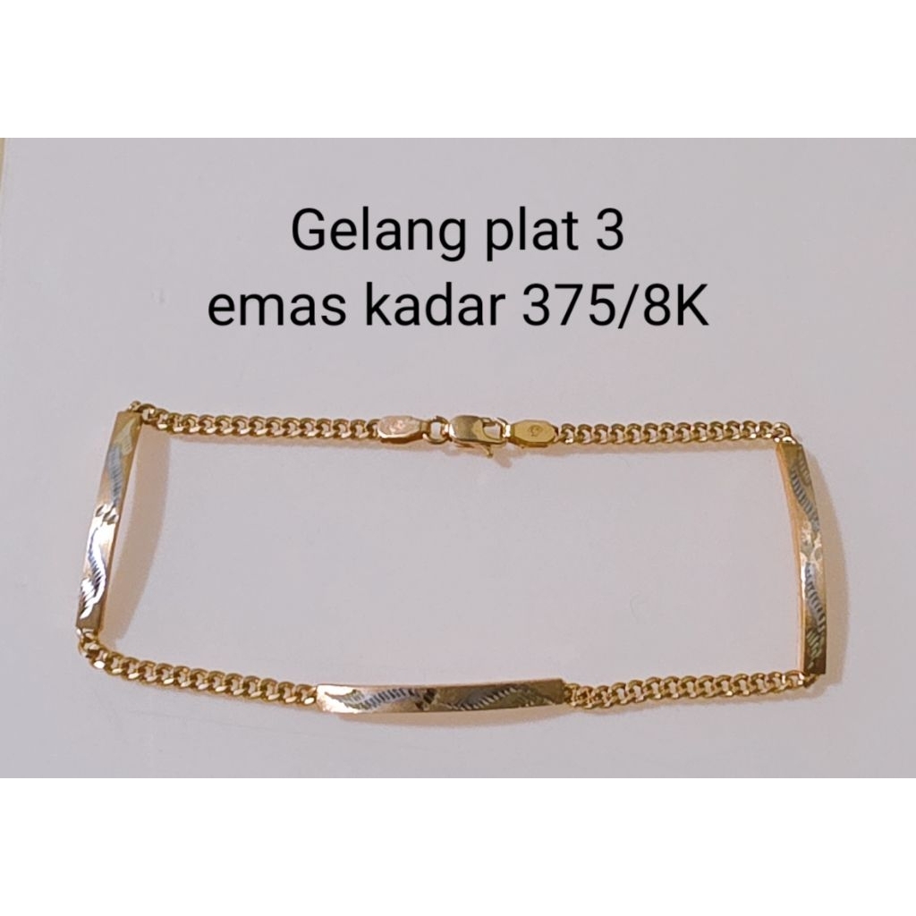 gelang emas rantai plat 3 kadar 375/8K