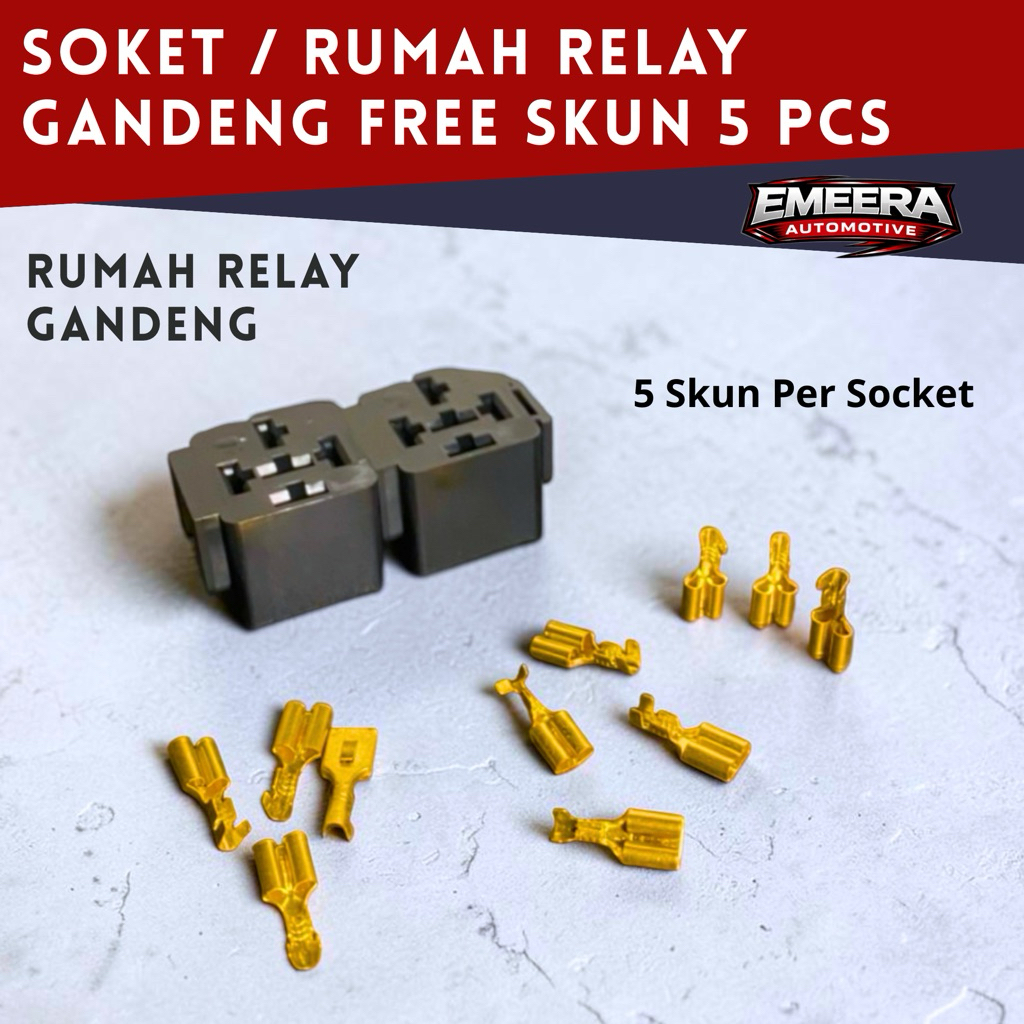 soket relay rumah relay gandeng + 5 skun soket 4-5 kaki relay