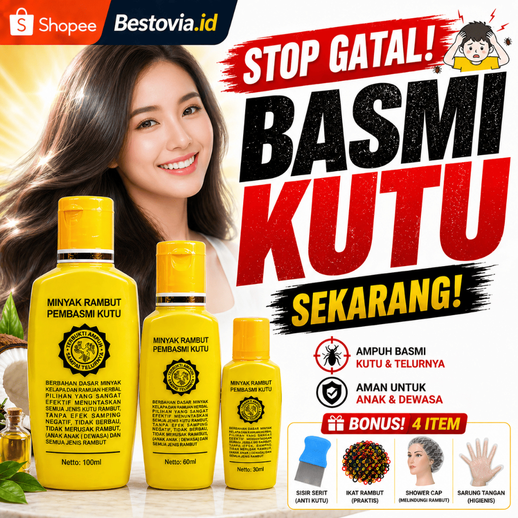 Cap Tiga Jempol Obat Kutu Rambut Ampuh Herbal Alami Minyak Rambut Pembasmi Kutu dan Telurnya Anak da