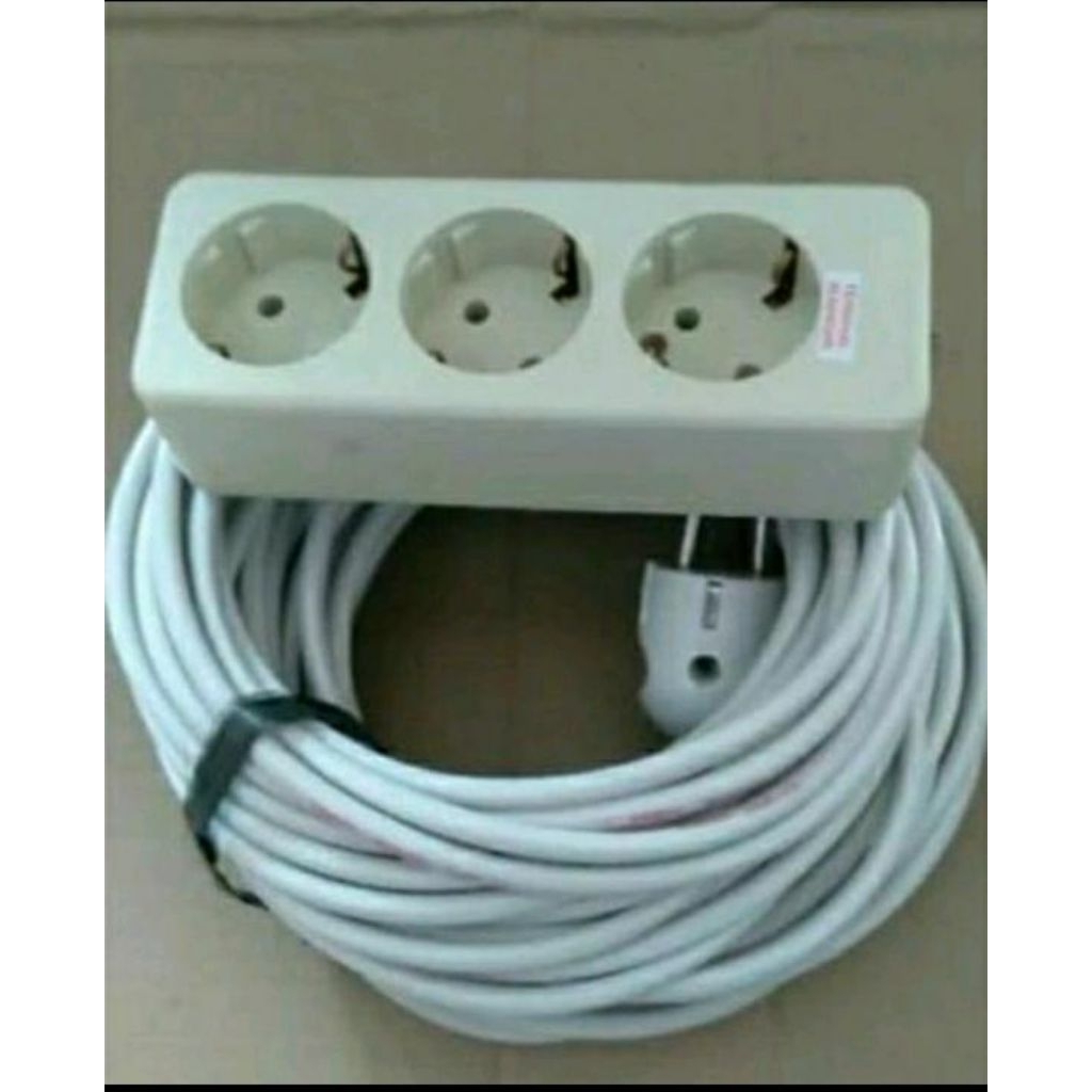 Stop kontak uticon 3 lubang, kabel 25 M, steker arde