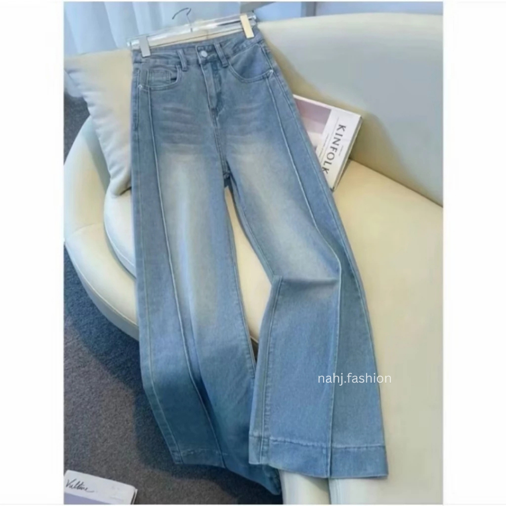 Highwaist Kulot Jeans Wide Leg Lipat Tulang Kekinian - Celana Kulot Jeans Wanita Korean Style