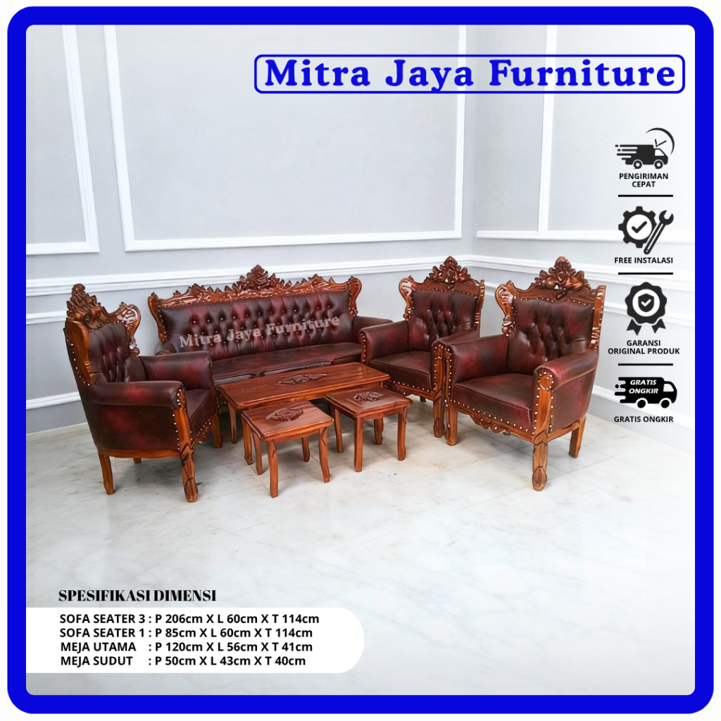 SOFA JATI ROMAWI 3111 FREE MEJA
