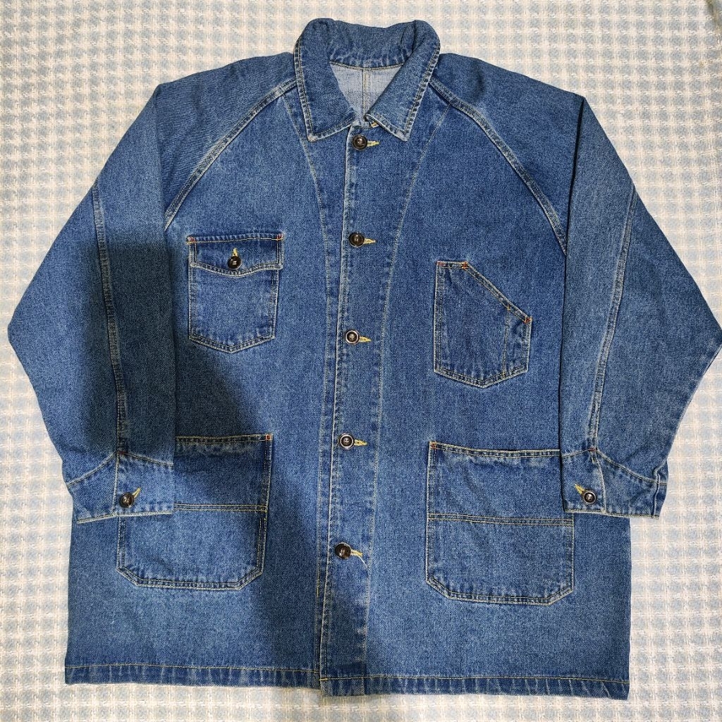 jacket blue denim pria big size 3XL cakep