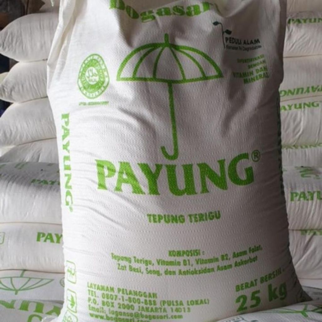 Tepung Terigu Payung 25 kg / Tepung Terigu cap Payung Bogasari 25 kg Bal / Tepung Terigu Cap Payung 