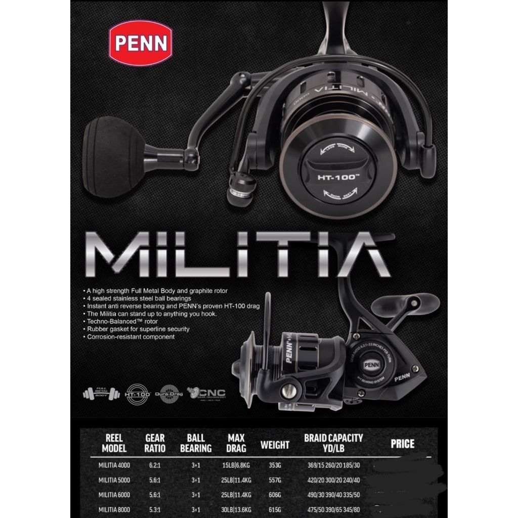 Rell Spining Penn Militia 4000 5000 6000 8000