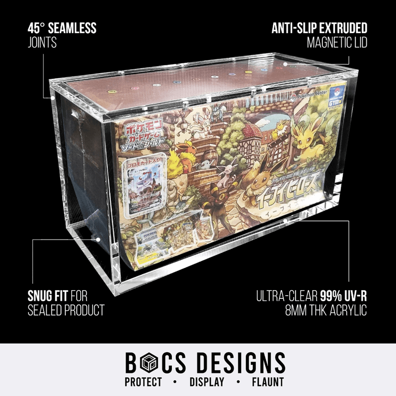 BOCS UV Acrylic Pokemon TCG Eevee Heroes Eeveelutions Gym Box