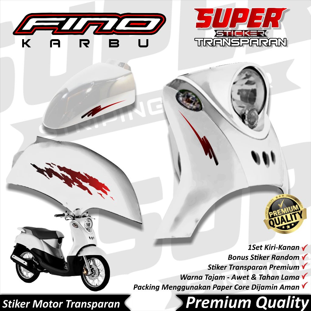 Stiker Fino Karbu Anti Luntur keren Striping Transparan Bening Fino Striping Transparan Yamaha Fino 