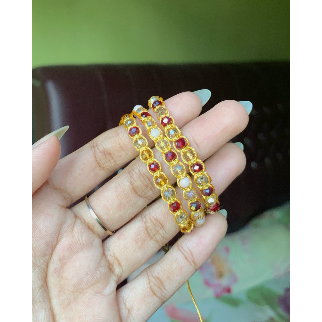 4mm || Glass Beads Bracelet Macrame Mix Color