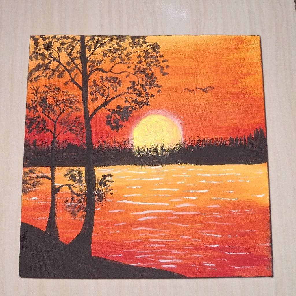lukisan canvas aestetic hasil tangan bukan print