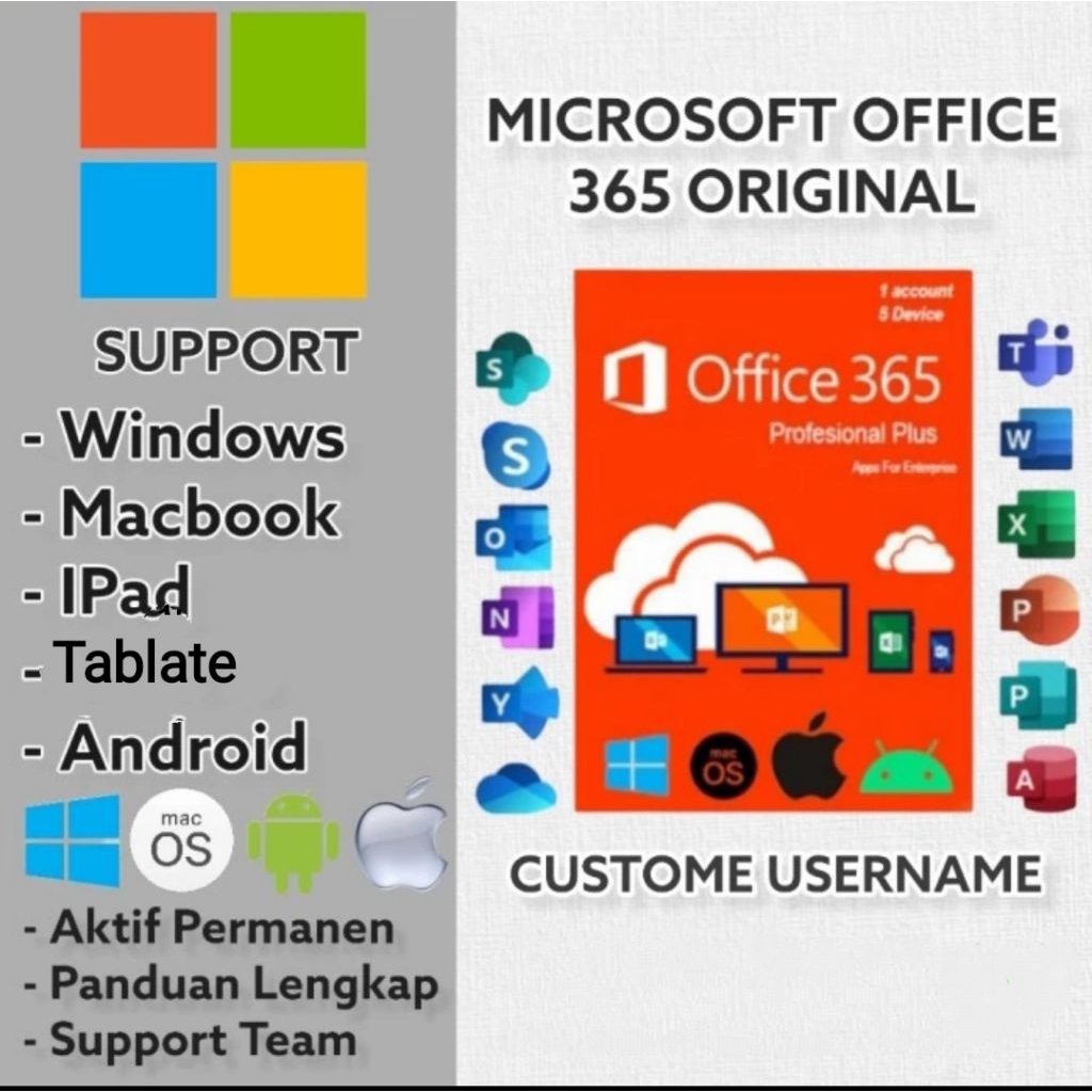 Microsoft Office 365 Original Win/Mac/Tab/Android/Ipad Lifetime