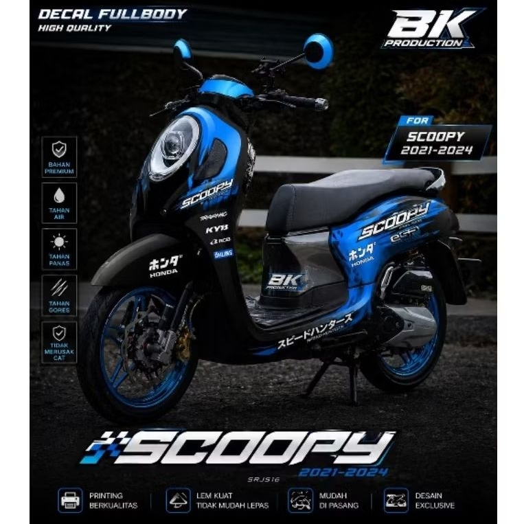 COD Decal stikee full body Honda scoopy 2021-2024 ocean blue -Kd16