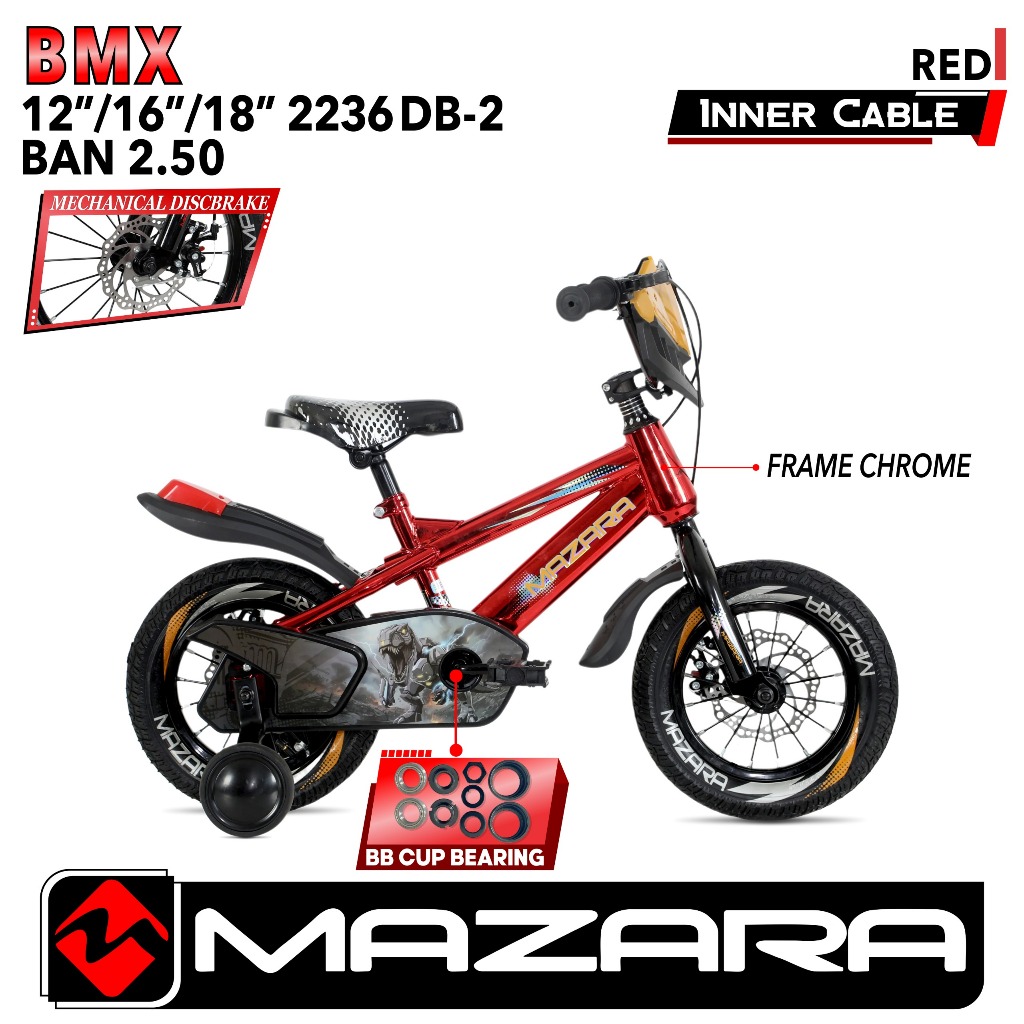 Sepeda BMX MAZARA 2236 Ban jumbo 2.50 DISC BRAKE anak laki laki usia 3 - 9 Tahun TERBARU ORI ASLI TE