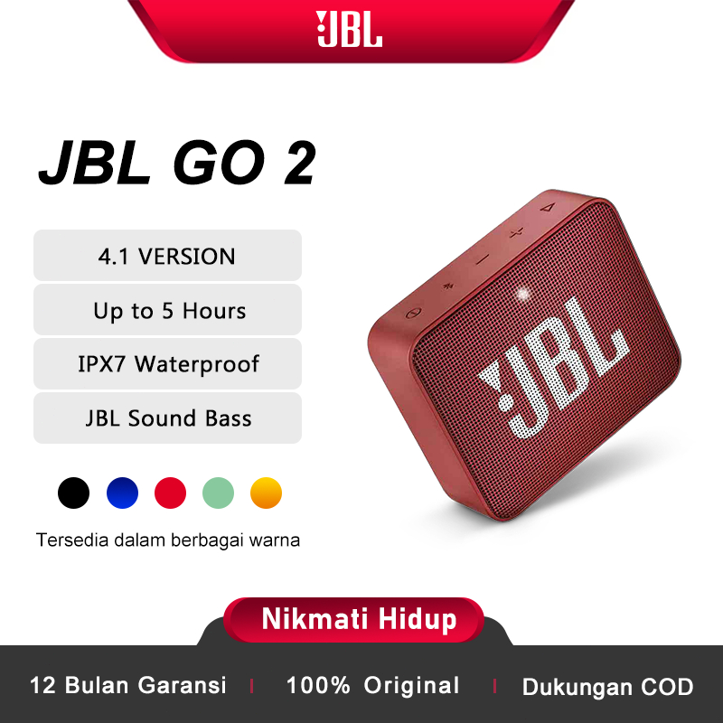 Speaker JBL GO 2 Waterproof Ultra Portable Bluetooth Speaker Extra Bass Garansi 1 Tahun Bluetooth 4.