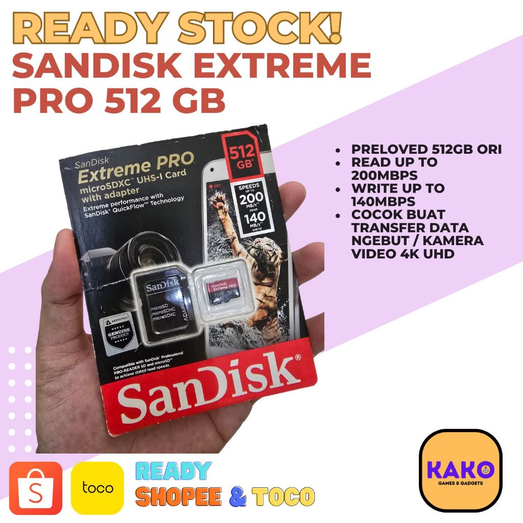 Sandisk Extreme Pro SD Card 512GB Original | Bekas Like New | Cocok Nintendo Switch & Kamera