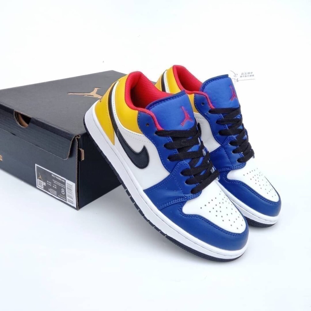 ( Abuy project ) Sepatu Sneakers Nike Air Jordan 1 Low Deep Royal Blue Laser Orange