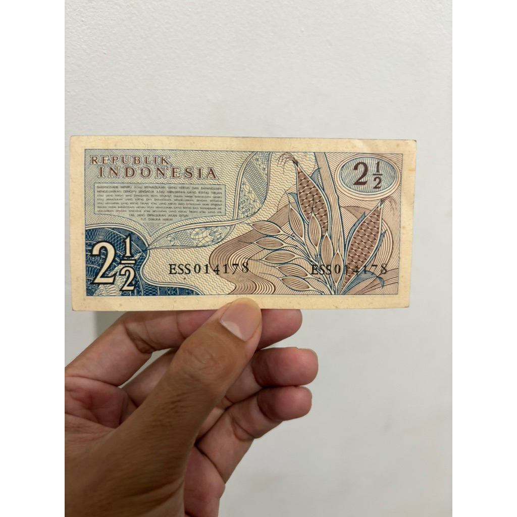 uang kertas 2 setengah rupiah lama jadul vintage lawas kuno koleksi kolektor