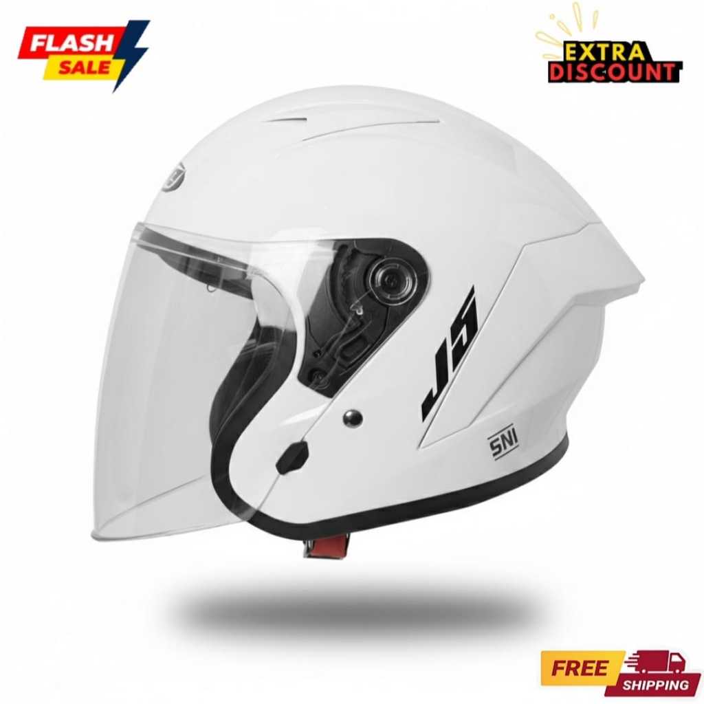 helm half face LNY JP 15 helm half face terbaru solid kaca visor cllear/bening helm dewasa SNI untuk
