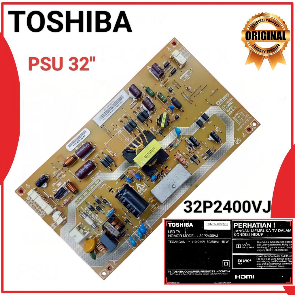 PSU TOSHIBA 32P2400VJ 32P2400 32P 2400 VJ Power Suplly tv tosiba 32 inch Part LED TV Thosiba Origina