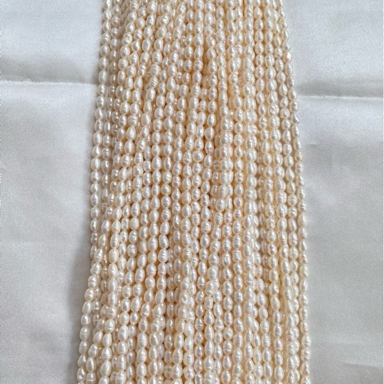 Bahan Kalung Gelang Mutiara Air Tawar Oval BABY Premium A Size 4-4.5mm DIY PEARL Mutiara Lombok Kera