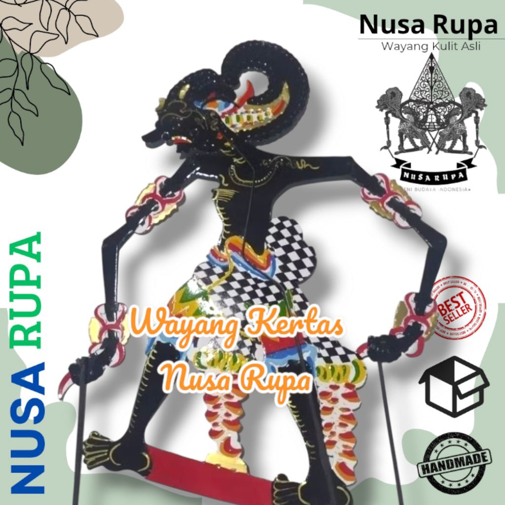wayang kertas Bima HITAM werkudara 45 cm