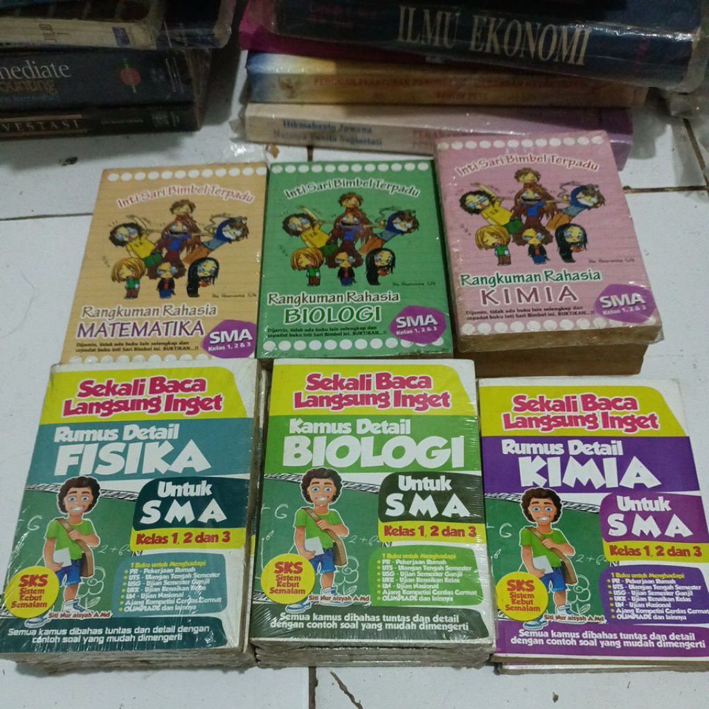 Inti sari bimbel terpadu rangkuman rahasia Kimia, Biologi, Matematika SMA kelas 1,2,&3  kelas 1,2 da