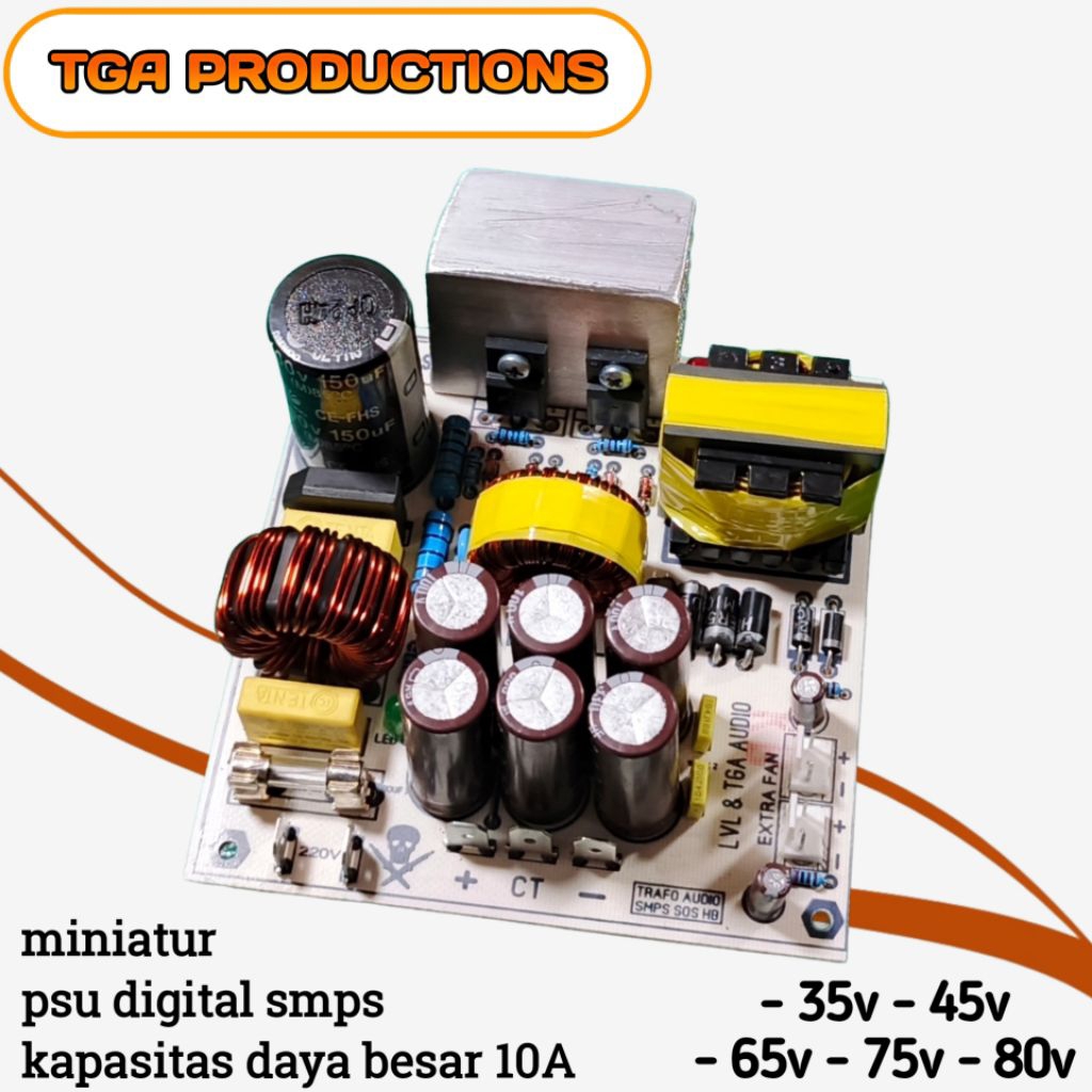 Power supply PSU smps SOS HB mini 10a daya 800watt ct 80-35volt halfbridge trafo suplay audio sound 