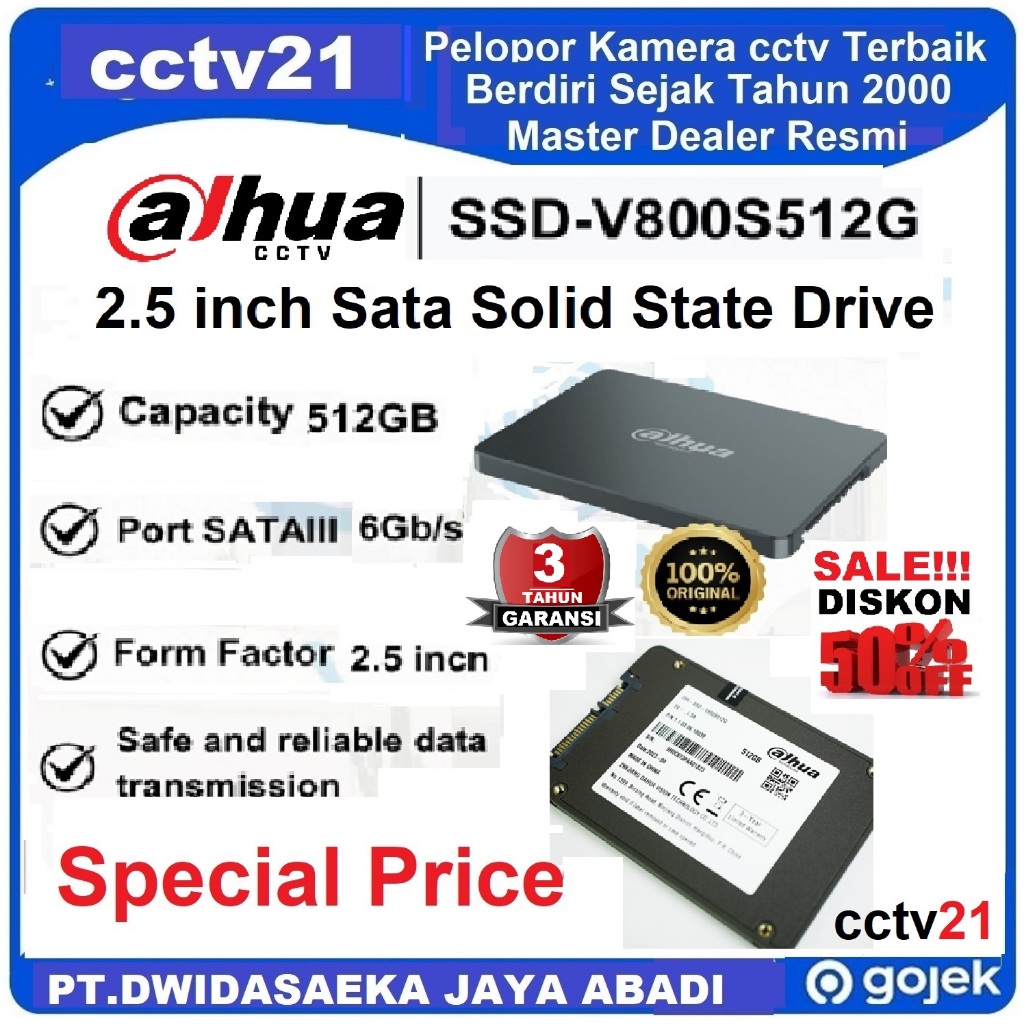 Dahua DHI-SSD-V800S512G SSD Internal 512GB SATA III 2.5" for CCTV PC Laptop - Garansi 3Th Harga Sale