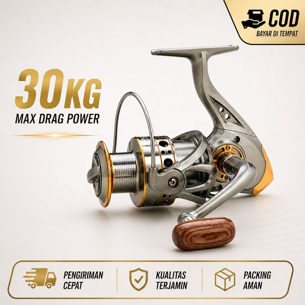 Reel Pancing Spinning Baitcasting Air Laut 30KG Max Drag Mesin Pancing Surf Kuat DC